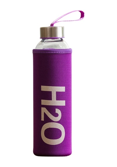 H2o Peluş Kılıflı Cam Matara - Mix Mor