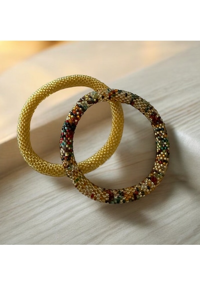 Chichibeads Mirella El Yapımı İkili Set Bileklik Altın