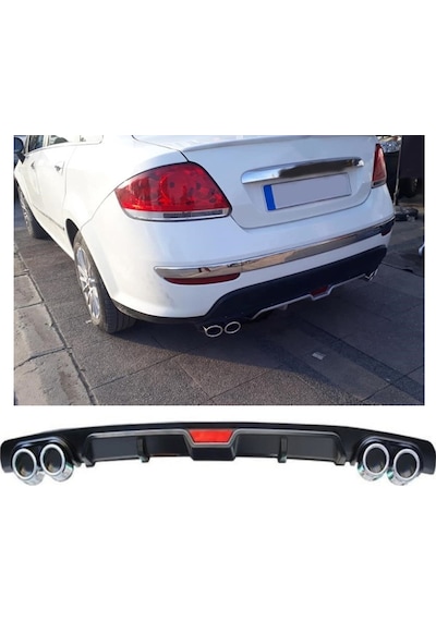 Fiat Linea Makyajlı Uyumlu Body Kit Difüzör 4 Çıkış Siyah Yuvarlak
