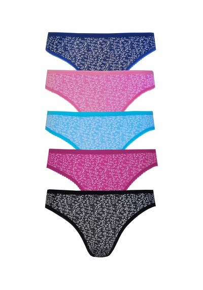 5'li Kadın Pamuklu Renkli Bikini Külot İç Çamaşırı Çok Renkli