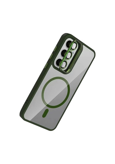 Galaxy S24 Fe Remim Lensli Magsafe Standlı Kapak - Koyu Yeşil