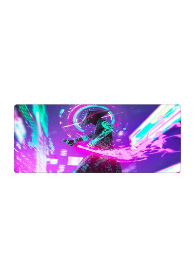 Gaming Mouse Pad 90x40 Mouse Pad Xxl Büyük Oyuncu Mouse Pad Speed Samurai Mousepad Neon Samurai, 90x40 Cm 3mm Kalın