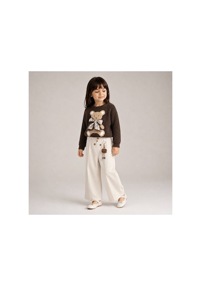 Ministok Browny Bear Kız Çocuk Çarm Detaylı Pantolon Kazak 2'li Takım Kahverengi