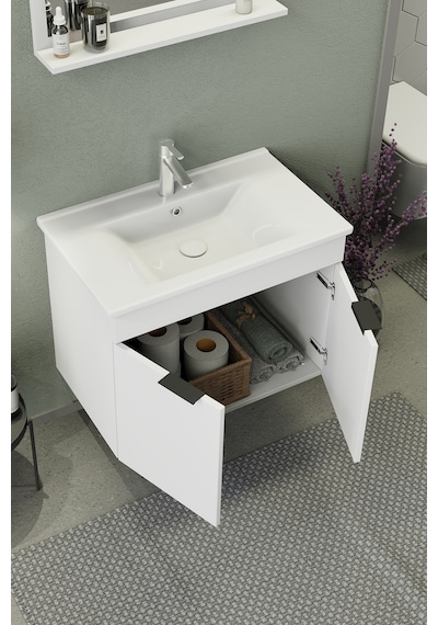 Biani Fix Arya 75 Cm Banyo Dolabı,Seramik Lavabolu, Aynalı,Lavabo Dahil,Mdf,Mat Beyaz Biani Fix Arya 75 Cm Banyo Dolabı,Seramik Lavabolu, Aynalı,Lavabo Dahil,Mdf,Mat Beyaz