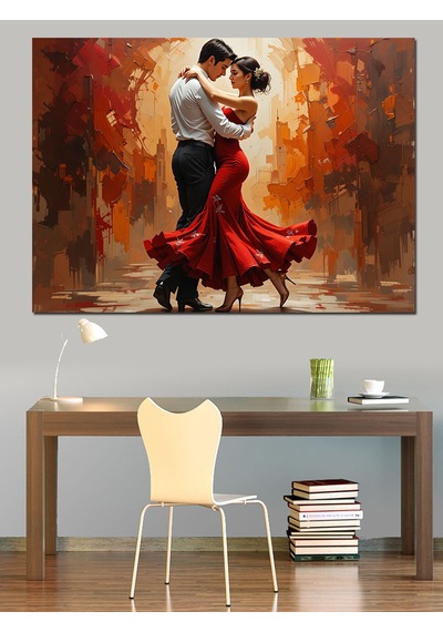 Tutkulu Tango Dans Eden Çift Dekoratif Kanvas - Mdf Ahşap Tablo