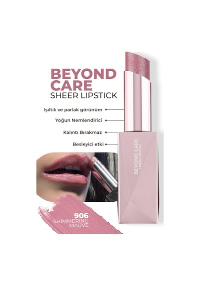Alix Avien Beyond Care Sheer Lipstick 906 Shimmering Mauve Yoğun Nemlendirici Besleyici Etki Parlak Ruj