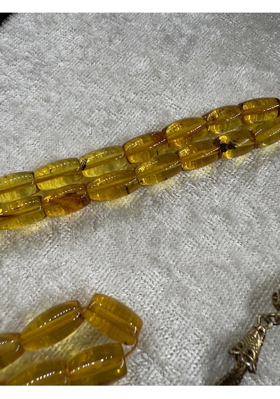 Damla Kehribar Gümüş Kozalı 13 Gram Tesbih Kaya Damla