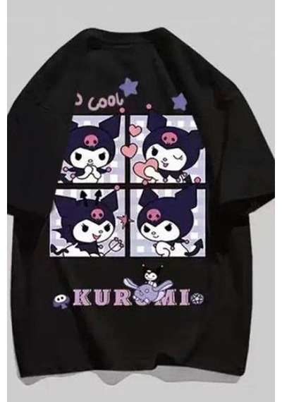 Flood Of Style Siyah Anime Harajuku Kuromi - Postcard Photos T-shirt Rbts4102688