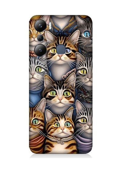 İnfinix Hot 20i Uyumlu Sevimli Kediler Desenli Silikon Kılıf