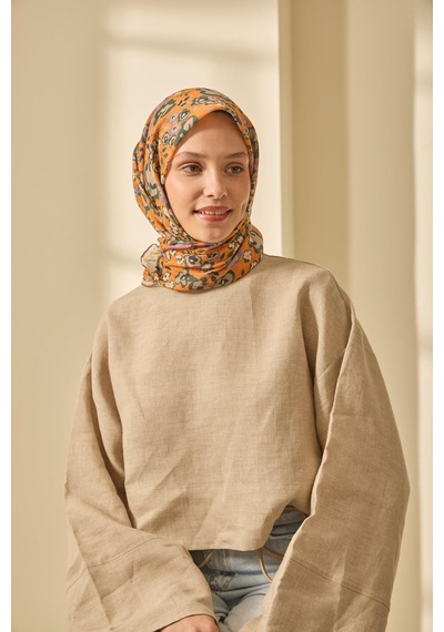 Silk Home Soft Eşarp 73090-34 Uruncu, Vizon, Koyu Yeşil, Eflatun, Ekru