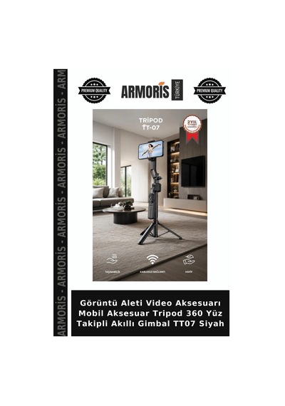 Görüntü Aleti Video Aksesuarı Mobil Aksesuar Tripod 360 Yüz Takipli Akıllı Gimbal Tt07 Siyah