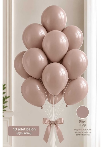 Latex Balon Seti 10'lu- Blush Bej Çok Renkli