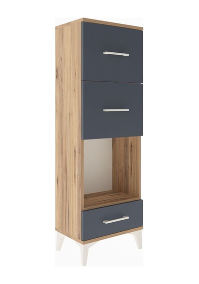 Arges Dolap Tek Raflı 3 Çekmeceli 44x30x134 Çam-antrasit Atlas Çam