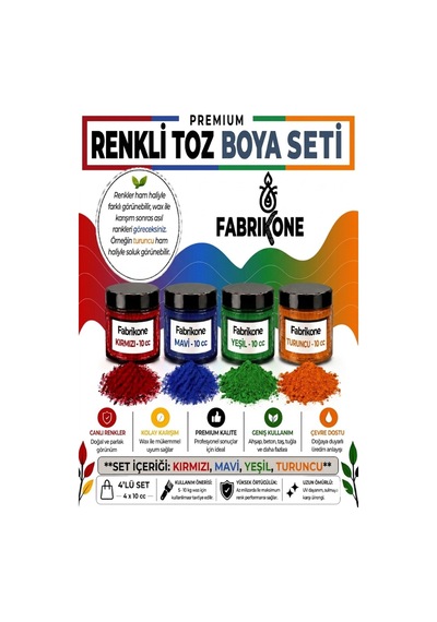 Toz Mum Boyası Seti 10 Cc 4 Lü Soya & Parafin Wax Için Kırmızı, Mavi, Yeşil, Turuncu Bkfab4kmyt10g Karışık