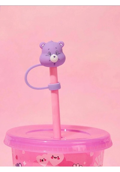 Mor Sevimli Ayıcık Model Toz Geçirmez Pipet Tıpası Silikon Kapağı 1 Adet Küçük Pipet Ile Uyumlu