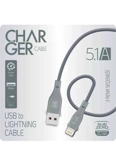 Subzero Cl140 Lightning 5.1a Hızlı Şarj & Data Kablosu 1 Metre Beyaz