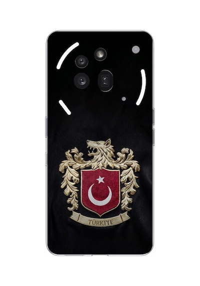 Nothing Phone 3a Pro Uyumlu Türk Sembolü Kurt Ve Bayrak Desenli Baskılı Silikon Kılıf Renkli