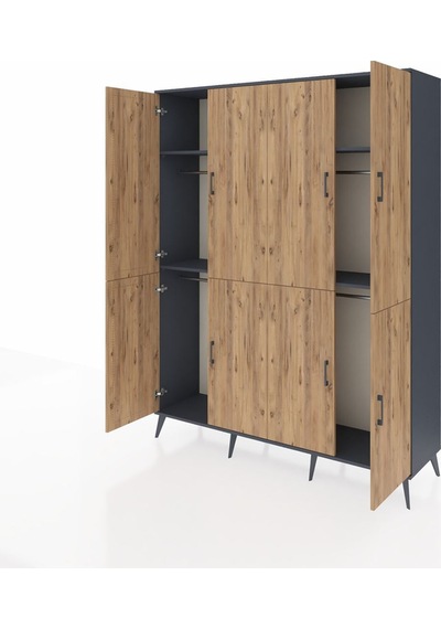 Hyperion Gardrop 4 Raflı 8 Kapaklı 4 Askılı 176x44x221 Antrasit-çam/antrasit Çam/antrasit Hyperion Gardrop 4 Raflı 8 Kapaklı 4 Askılı 176x44x221 Antrasit-çam/antrasit Çam/antrasit