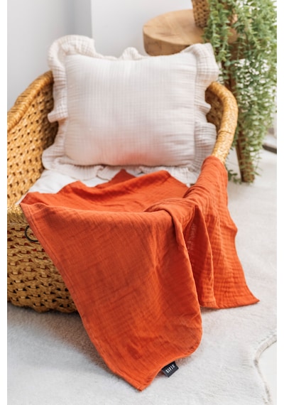 Müslin Örtü & Battaniye 3'lü Set %100 Pamuk Oeko-teks Sertifikalı 80x70 Cm Kiremit