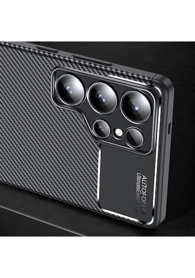 Samsung Galaxy S25 Ultra Uyumlu Kılıf Karbon Tasarım Kamera Korumalı Silikon Telefon Kılıfı Kapak