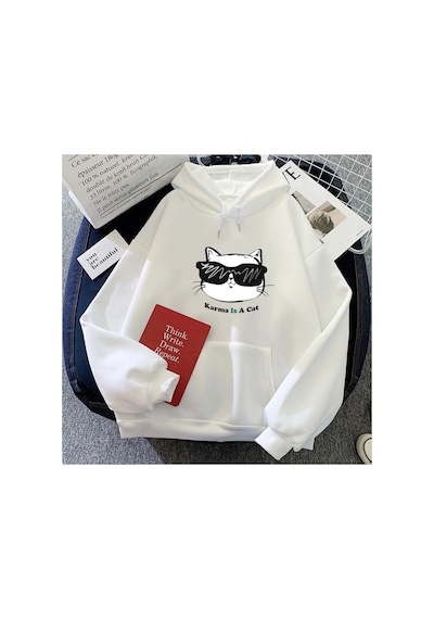 Tarzsokak Beyaz Eras Turu Karma Bir Kedi Hoodies Moda Hip Hop Kawaii Ceket Ha