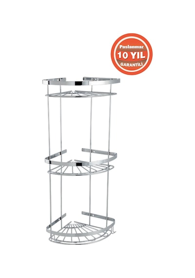 Çelik Banyo Paslanmaz Çelik Zirve 3'lü 19x19 Cm Şampuanlık Banyo Rafı Krom