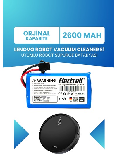 Lenovo Robot Vacuum Cleaner E1 Uyumlu Batarya 2600mah Pil