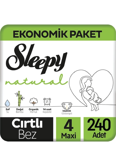 Sleepy Natural Bebek Bezi Ekonomik Paket 4 Numara 48 x 5 240 Adet 5'li