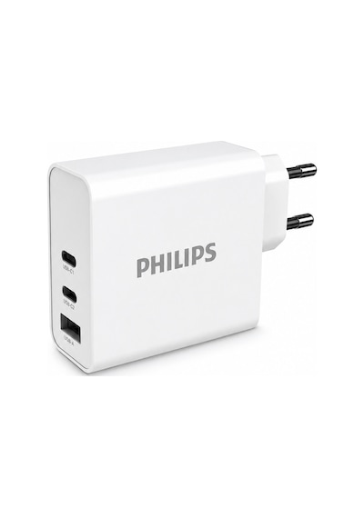 Philips Dlp2683/12 65w Gan Hızlı Şarj Adaptörü, 2x Usb-c Pd+1x Usb-a Qc 4.0 3 Port Duvar Şarj Cihazı
