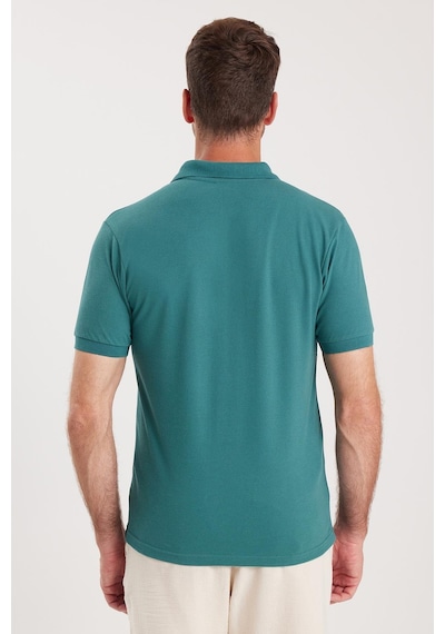 Tudors Erkek Slim Fit Dar Kesim Pamuklu Yumuşak Dokulu Serin Tutan Kumaş Düz Pike Yeşil Polo Yaka Tişört-33701 Yeşil