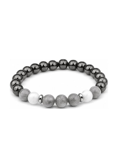 Alnis Atelier Hematit, Ay Taşı ve Jasper Doğal Taş Kadın Erkek Bileklik - 8 mm, Elastik