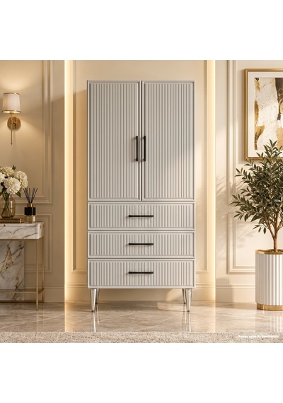 Sardes Çok Amaçlı Dolap 60 Cm 2 Kapak 3 Çekmece Soft Açık Gri - Çok Amaçlı Kiler Dolabı Beyaz Sardes Çok Amaçlı Dolap 60 Cm 2 Kapak 3 Çekmece Soft Açık Gri - Çok Amaçlı Kiler Dolabı Beyaz