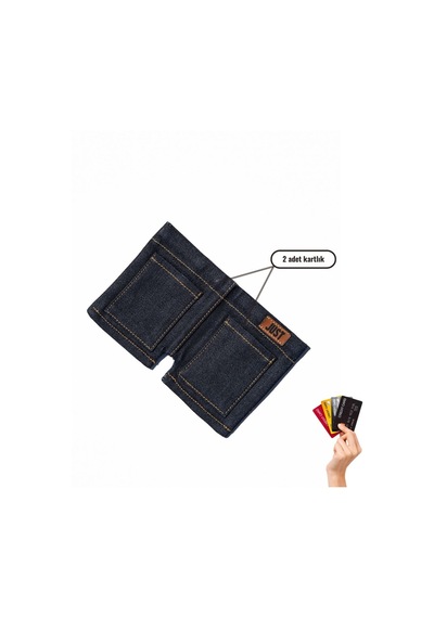 Just In Case Just Mini Denim Şort Cüzdan Gerçek Denim Kumaştan El Yapımı Tasarım Cüzdan 6 Kartlık Ve Nakit Bölmeli Unisex Mini Cüzdan İndigo