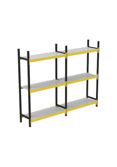 3 Katlı Duble Midi Rack - Ekonomik Depo,arşiv, Kiler Rafı Siyah-turuncu-35x180 Cm-100 Cm Çok Renkli