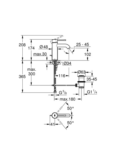Grohe Essence 23589AL1 S Boyut Lavabo Bataryası Siyah