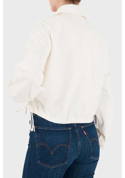 Tommy Jeans Dokulu Fermuarlı Crop Mont Kadın Mont Dw0dw22912 Ybh Beyaz