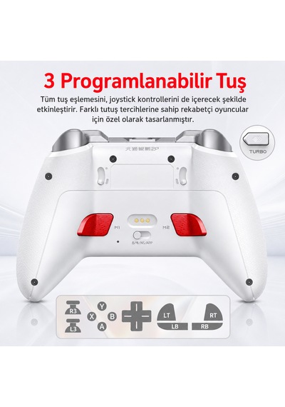 Beitong Kp20 Tmr Kablosuz Beyaz Gamepad 2.4g, Bluetooth, Kablolu
