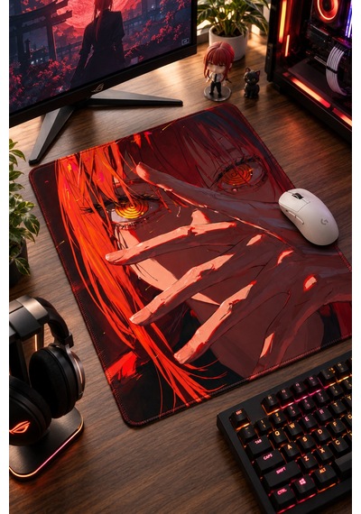 50x40 Cm Anime Kızı Makima Desenli Gaming Oyuncu Mouse Pad Kaymaz Taban Büyük Fare Altlığı