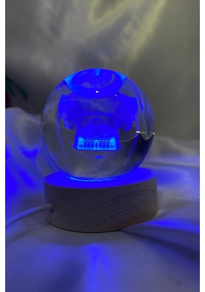 Sultan Ahmet 3d Led Işık Gecelambası Cam Küre Çok Renk Günışığı Ahşap Sultanahmet Cami Gece Lambası 6 Cm