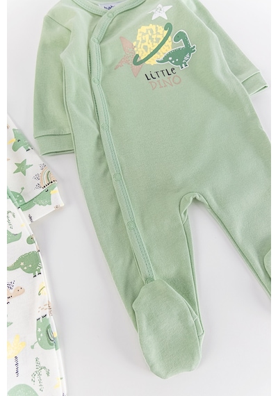 Baby Dino Figürlü Uzun Kollu 2'li Erkek Bebek Tulum Takım 001