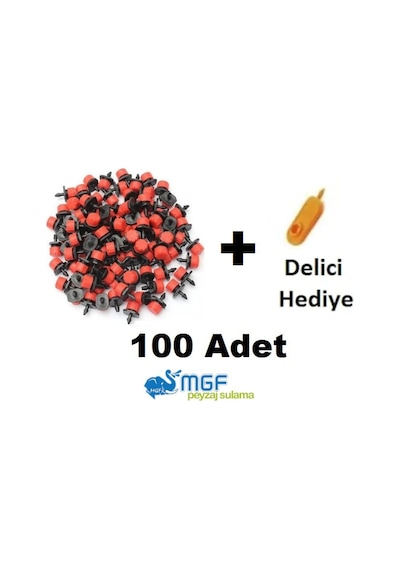 Kırmızı Debi Ayarlı Hat Üstü Damla Sulama Damlatıcı Meme