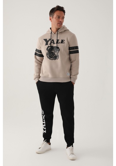 Yale Bej Kol Baskı Detay Erkek Sweatshirt Bej