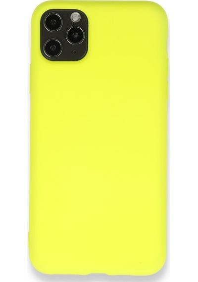 Apple Uyumlu iPhone 11 Pro Max İçi Kadife Kaplı Esnek Silikon Kapak Ryc/ Nano Lansman Sarı