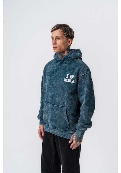 Respire Erkek Mma Baskılı Kapüşonlu Oversize Hoodie Zümrüt