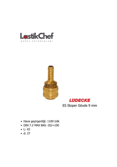 Lüdecke Es10t Es Stoper Gövde 9 Mm