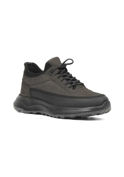 Erkek Antrasit Nubuk Siyah Deri Sneaker