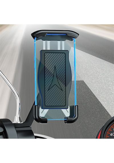 Ayarlanabilir Bisiklet Motosiklet Otomatik Tuşlu Motorsiklet Ayna Bağlantılı Telefon Tutucu Siyah