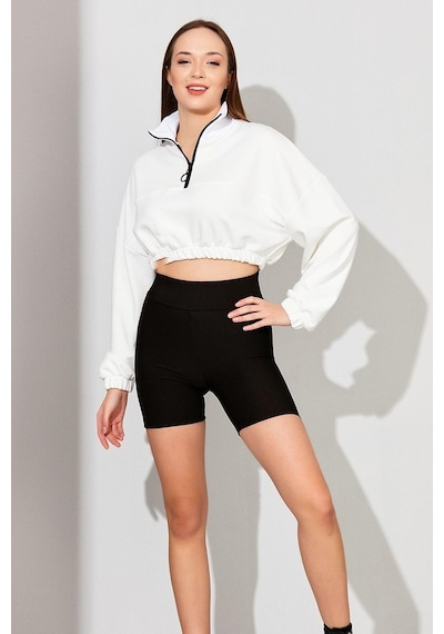 Alexander Gardi Alexandergardı Kadın Fermuarlı Crop Sweatshirt (B22-11000)
