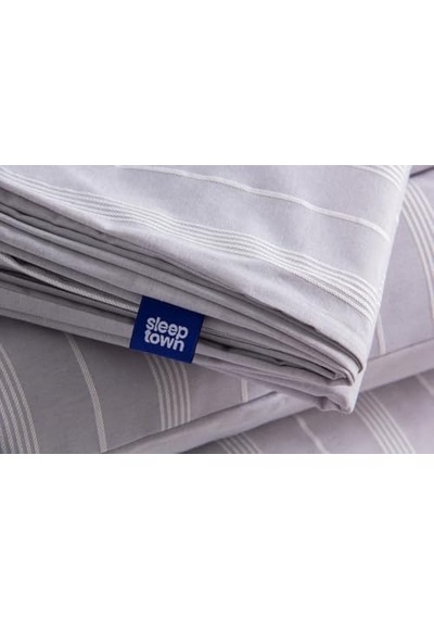 Sleeptown Keten Görünümlü Armürlü Pamuk Nevresim Takımı Gri-bej 200x220 Çift Kişilik Gri Diğer