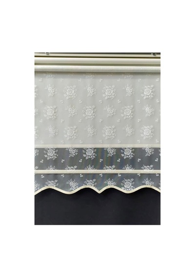 Kırık Beyaz Rengi Yeni Sezon Gül Desenli Çift Mekanizmalı Zebra Ve Tül Stor Perde Kırık Beyaz - 222586707 Kırık Beyaz